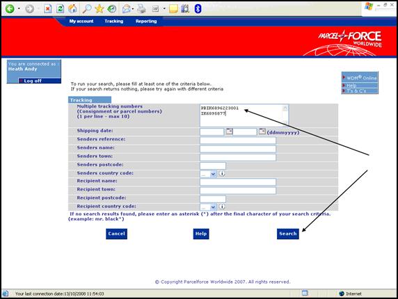 PARCELFORCE WORLDWIDE REPORTING